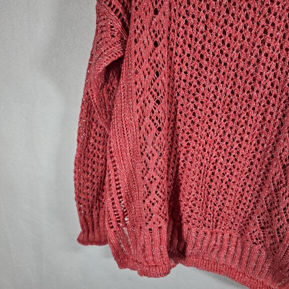 Chicos Pink Shimmer Sweater Size 0 Small, Gently Used, slip holes, summer cover - Picture 10 of 12